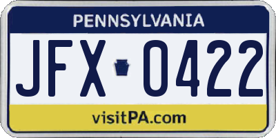 PA license plate JFX0422