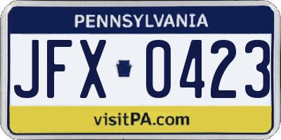 PA license plate JFX0423