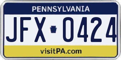PA license plate JFX0424