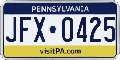 PA license plate JFX0425