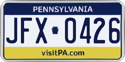 PA license plate JFX0426