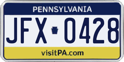 PA license plate JFX0428