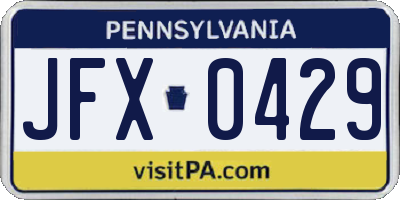 PA license plate JFX0429
