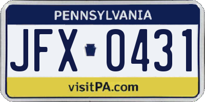 PA license plate JFX0431