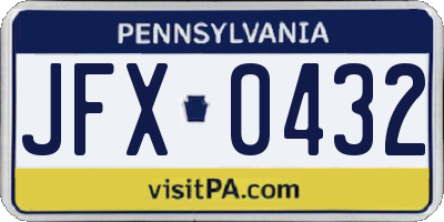 PA license plate JFX0432