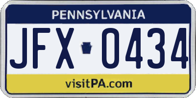 PA license plate JFX0434
