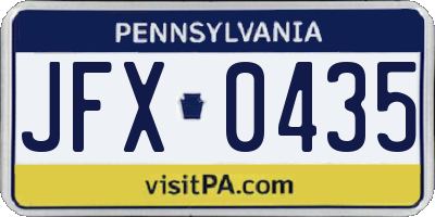 PA license plate JFX0435