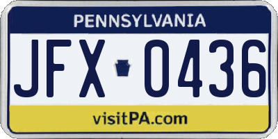 PA license plate JFX0436