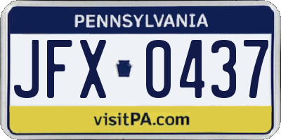 PA license plate JFX0437
