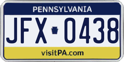 PA license plate JFX0438