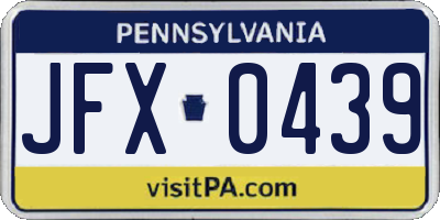 PA license plate JFX0439