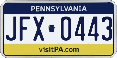 PA license plate JFX0443