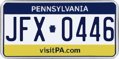 PA license plate JFX0446