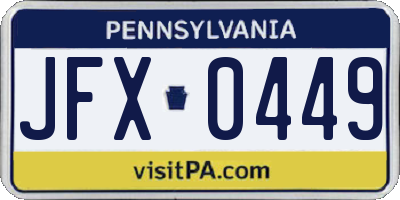 PA license plate JFX0449