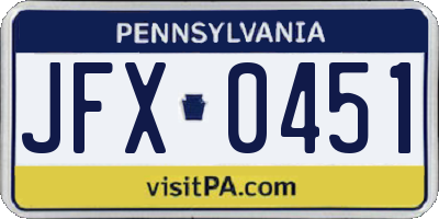 PA license plate JFX0451
