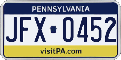 PA license plate JFX0452