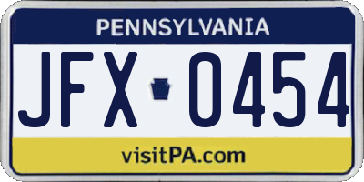 PA license plate JFX0454