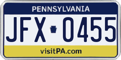 PA license plate JFX0455