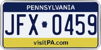PA license plate JFX0459
