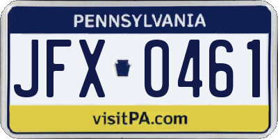 PA license plate JFX0461
