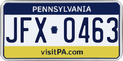 PA license plate JFX0463