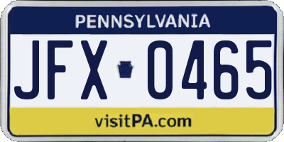 PA license plate JFX0465
