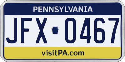 PA license plate JFX0467