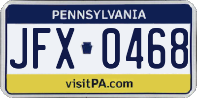 PA license plate JFX0468