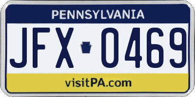 PA license plate JFX0469