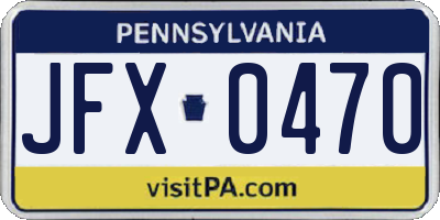 PA license plate JFX0470