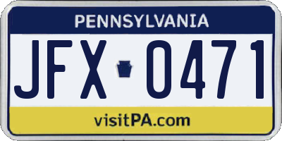 PA license plate JFX0471