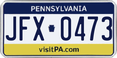 PA license plate JFX0473