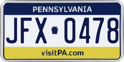 PA license plate JFX0478