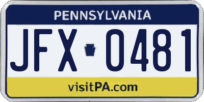 PA license plate JFX0481