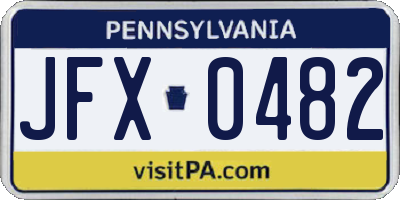 PA license plate JFX0482