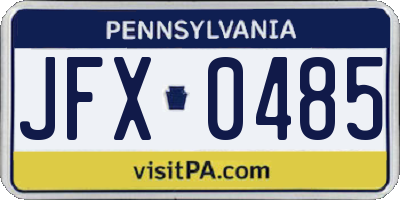 PA license plate JFX0485