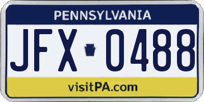 PA license plate JFX0488