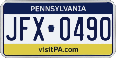 PA license plate JFX0490