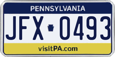 PA license plate JFX0493