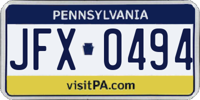 PA license plate JFX0494