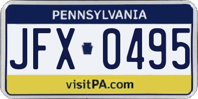 PA license plate JFX0495