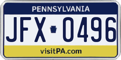 PA license plate JFX0496