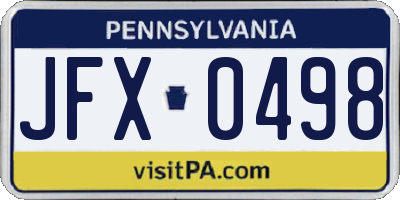 PA license plate JFX0498
