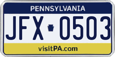 PA license plate JFX0503
