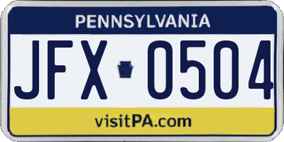 PA license plate JFX0504