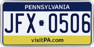 PA license plate JFX0506