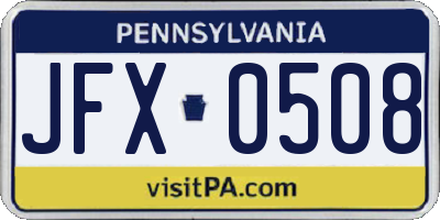 PA license plate JFX0508