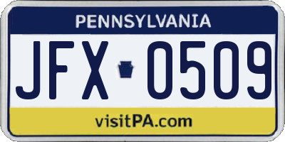 PA license plate JFX0509
