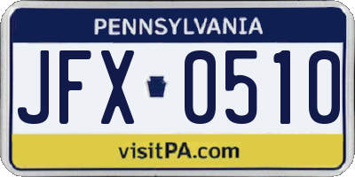 PA license plate JFX0510