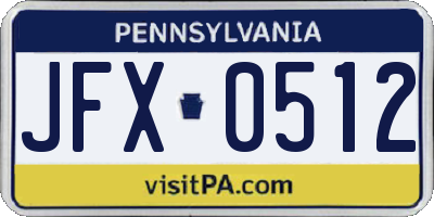 PA license plate JFX0512